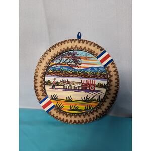 Decorative Wooden Hanging Hand Painted Costa Rica Scenery Flag
